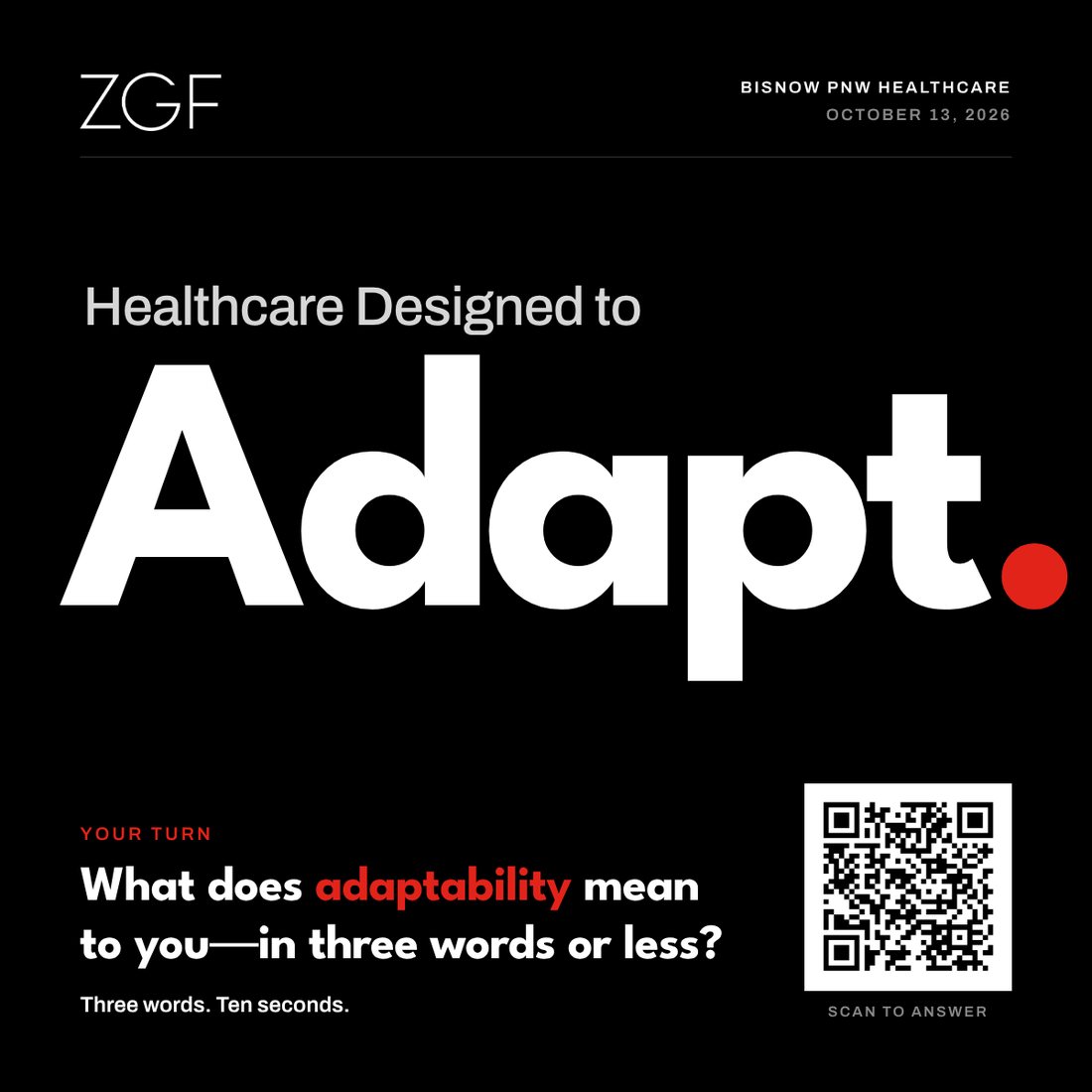 Healthcare Designed to Adapt LinkedIn post for the ZGF firm page