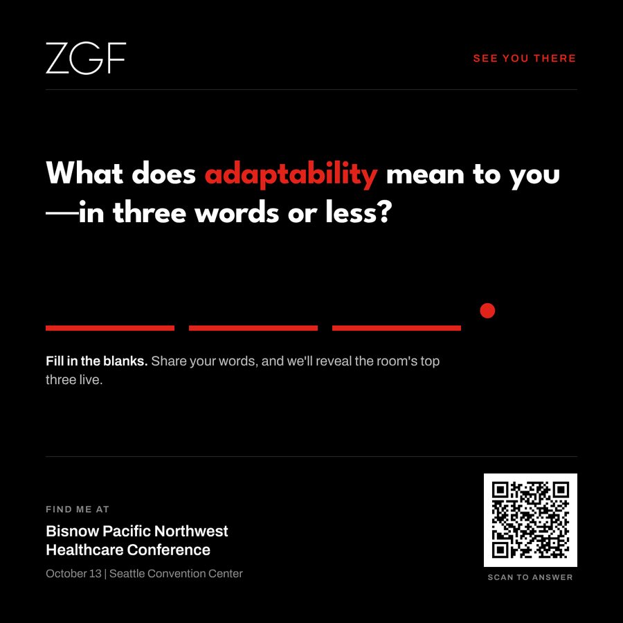 LinkedIn post for ZGF healthcare staff with fill-in-the-blank question