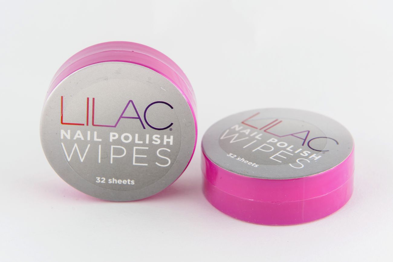 Lilac nail polish wipes tins