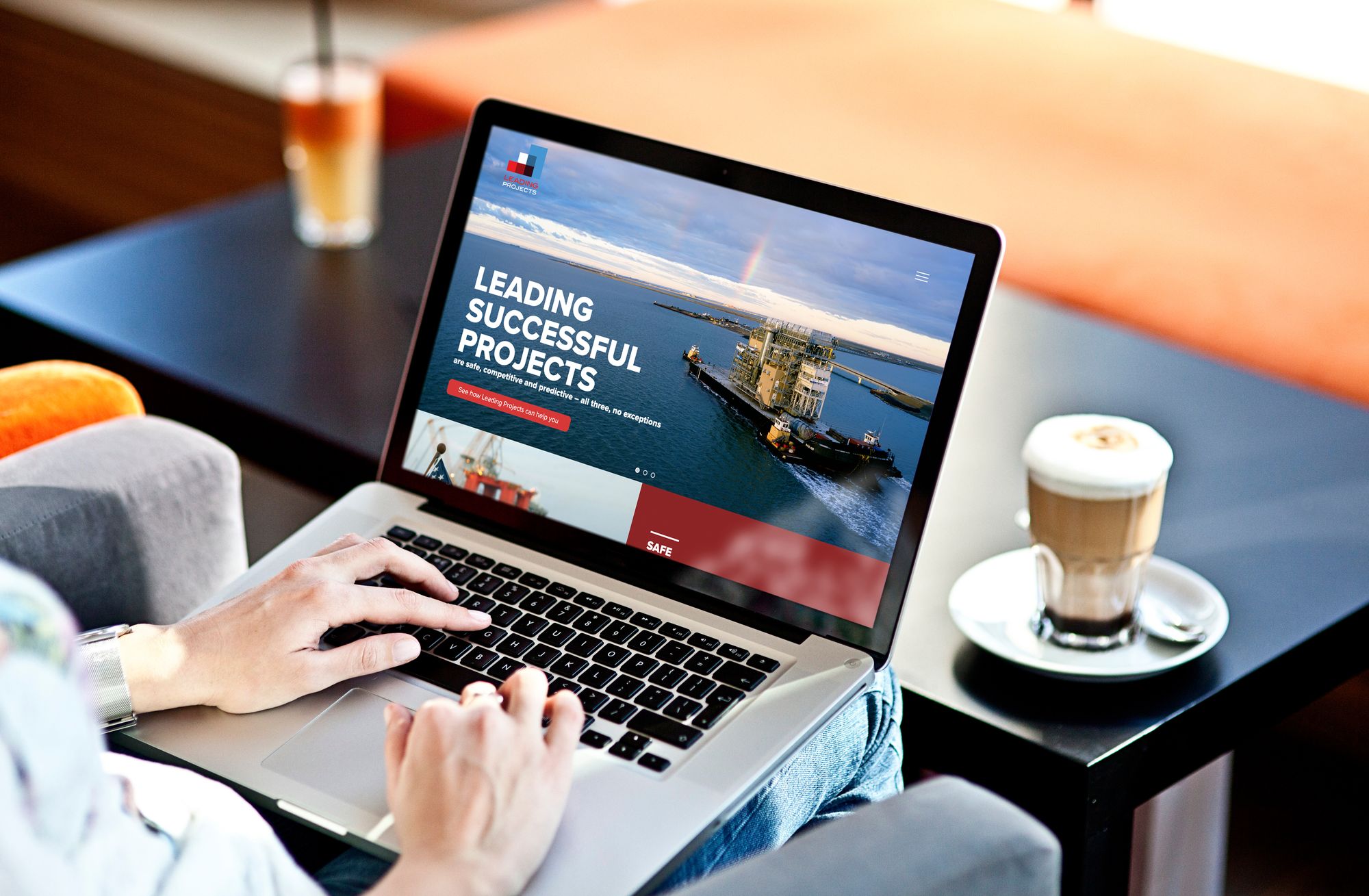 Leading Projects website on a laptop