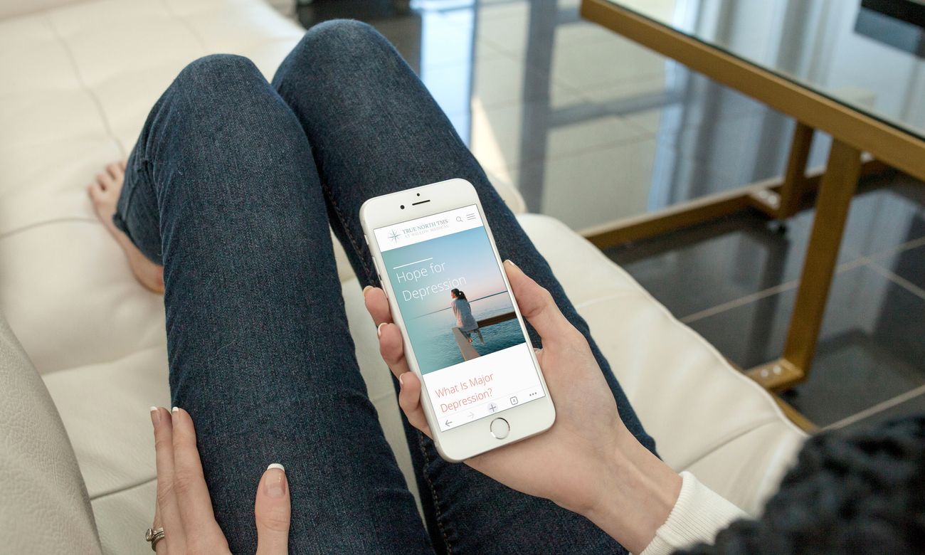 True North TMS website on a phone
